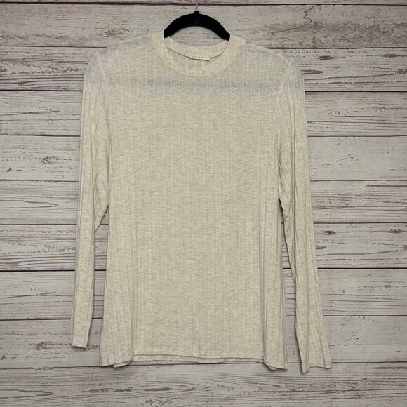 Bohme Cream Wide Ribbed Long Sleeve Shirt Medium - Picture 1 of 7